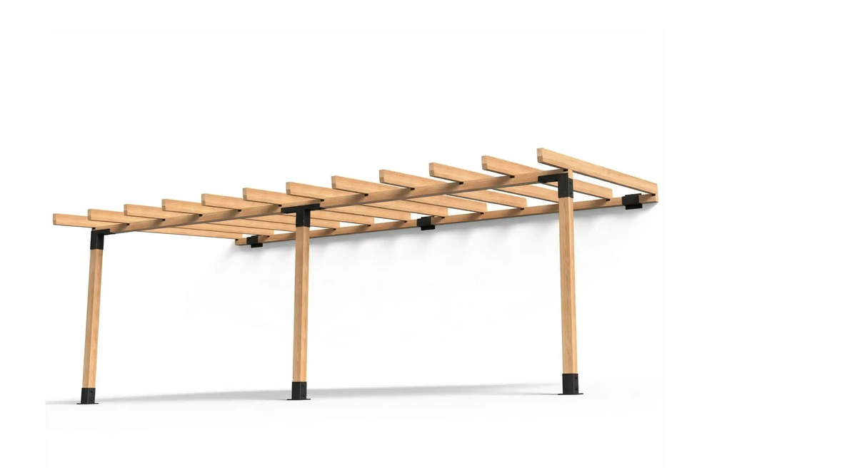 Двойна LuxShade WallGrid – Пергола със стенен монтаж 6×3 м