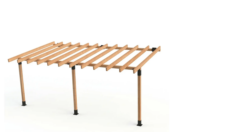 Двойна LuxShade WallGrid – Пергола със стенен монтаж 6×3 м