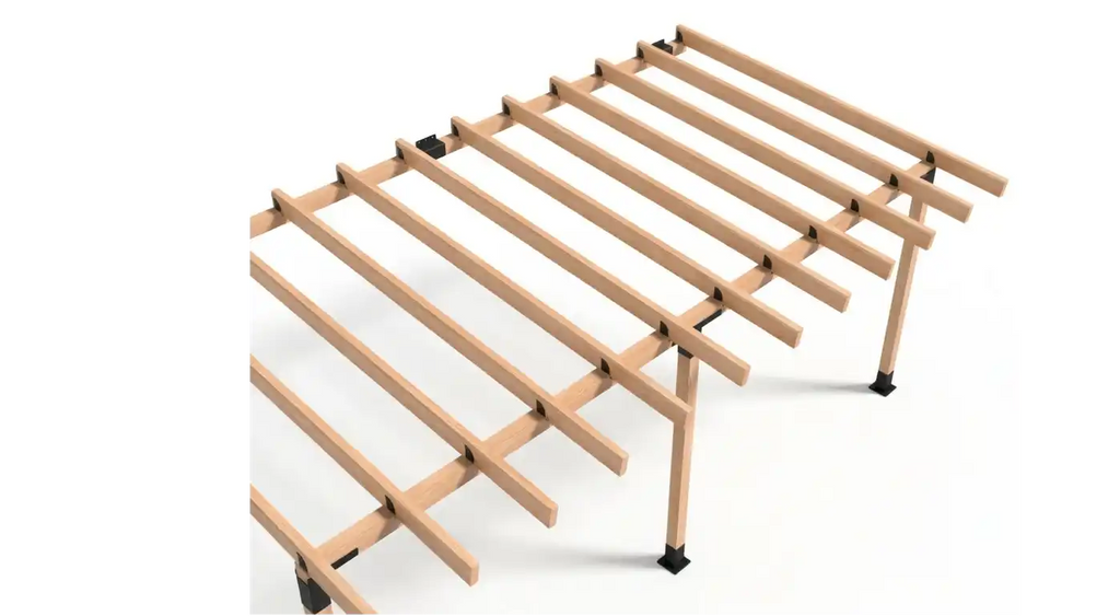 Двойна LuxShade WallGrid – Пергола със стенен монтаж 6×3 м