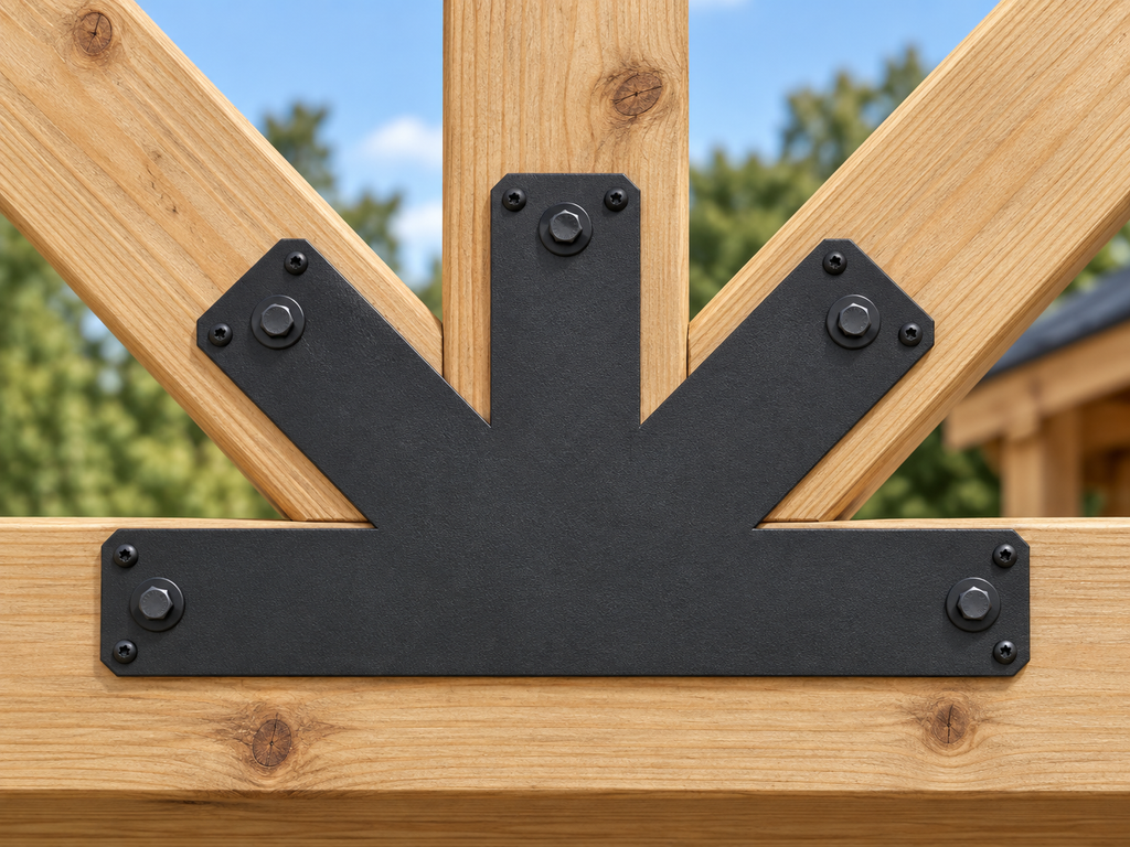 Стоманена многопосочна свързваща планка за дървени конструкции – LuxShade V Plate