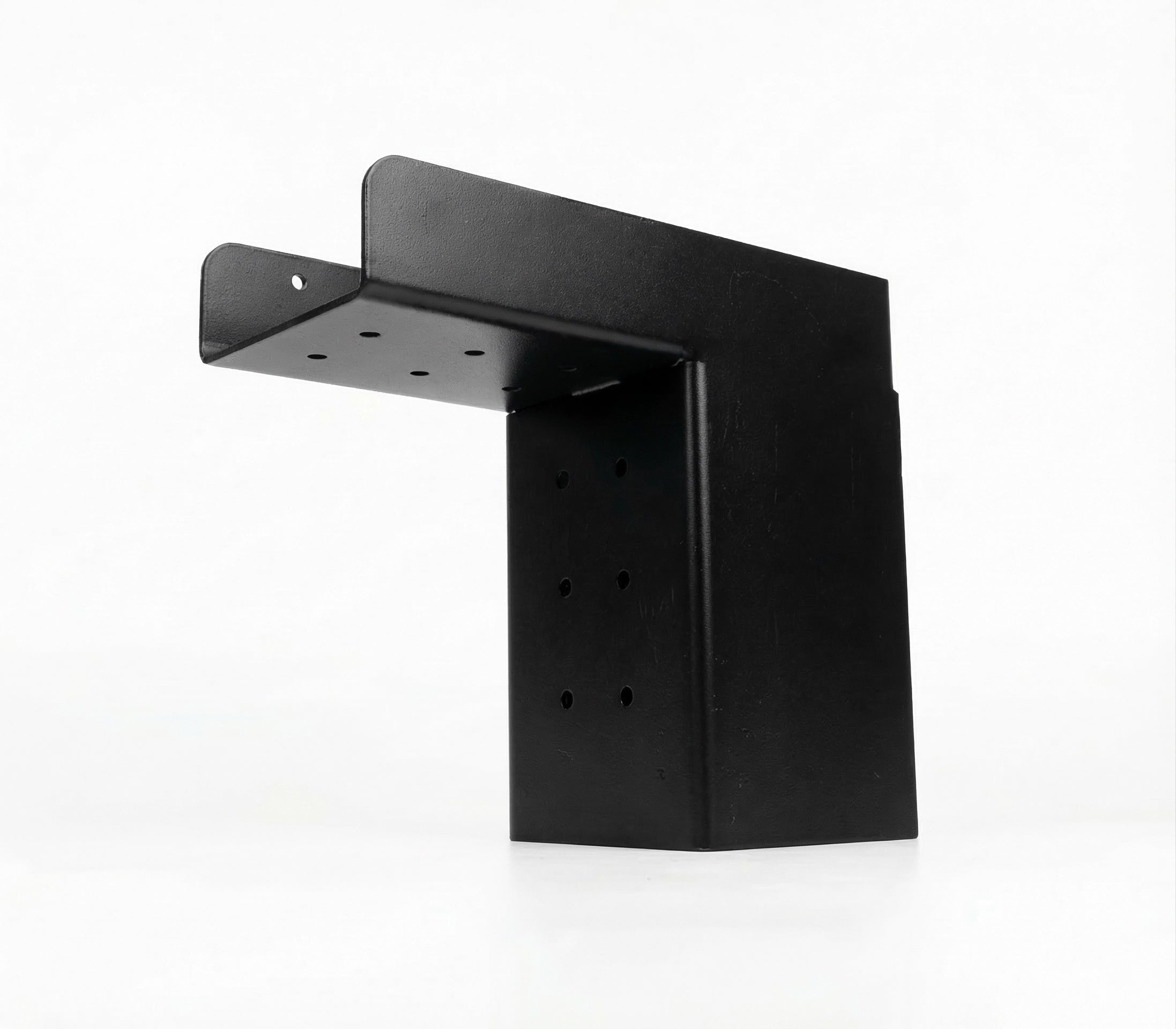 Black metal bracket on a white background