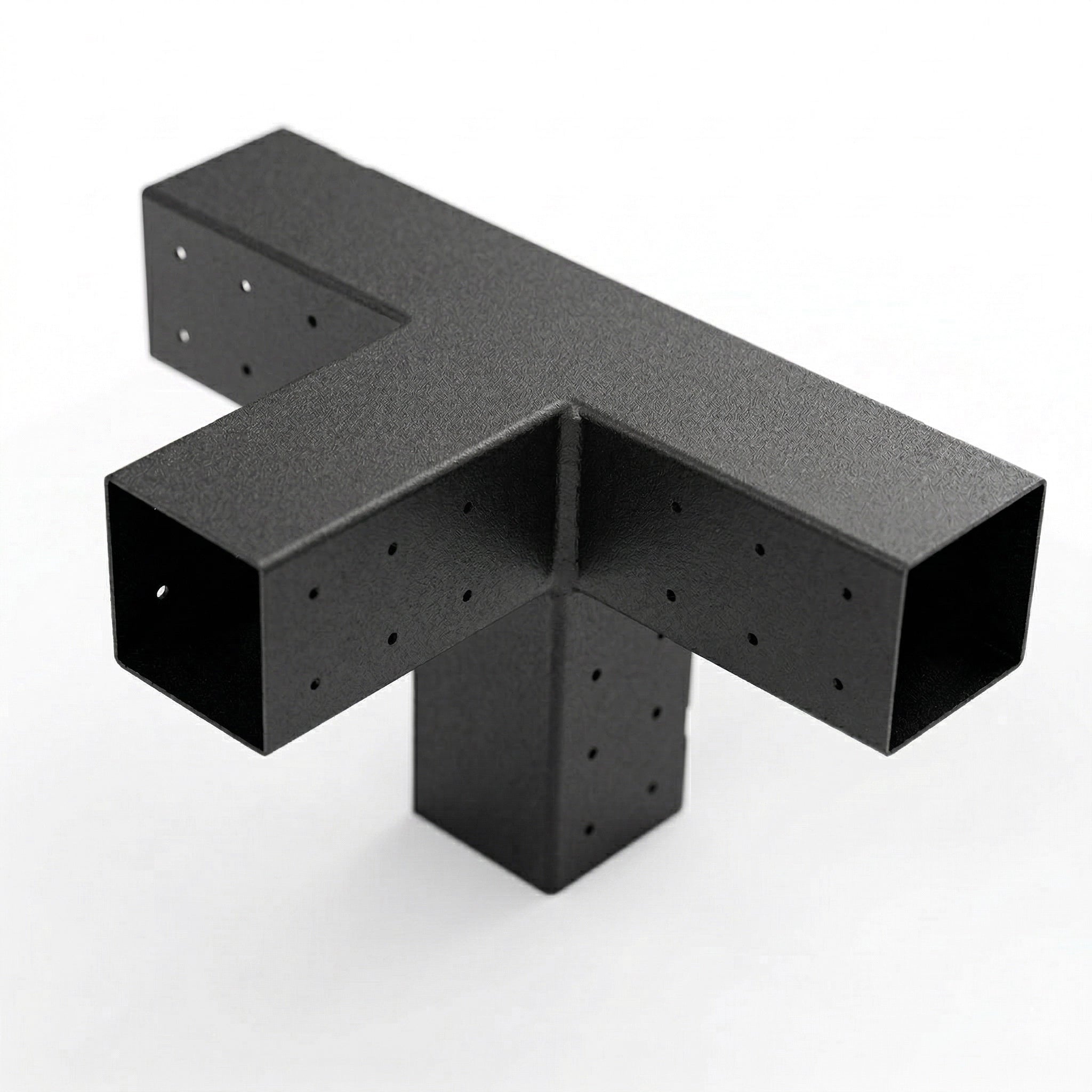Black metal bracket on a white background