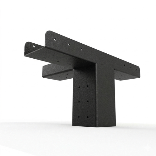 Black metal bracket on a white background