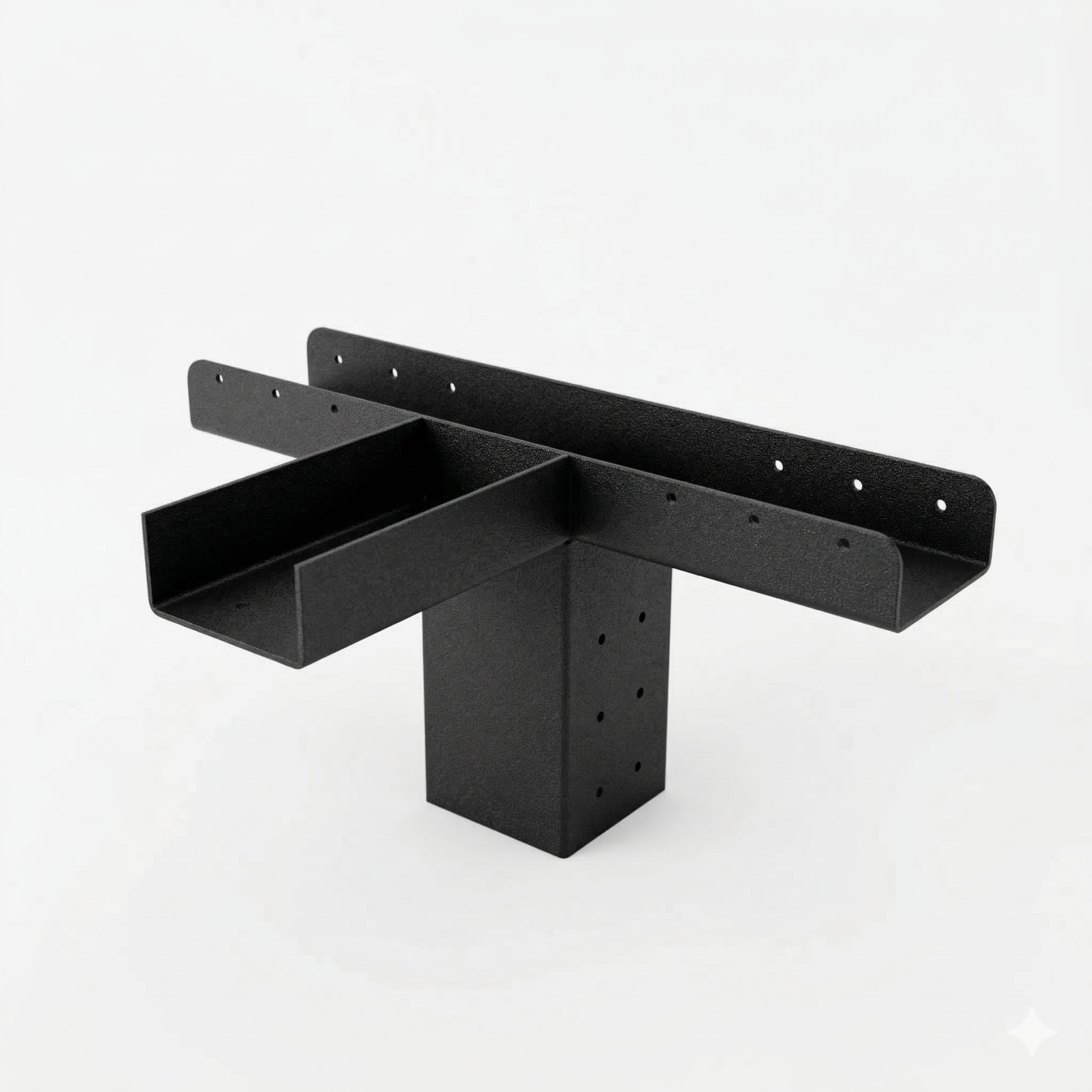 Black metal bracket on a white background