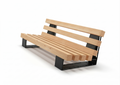 Wooden bench with black metal frame on a white background