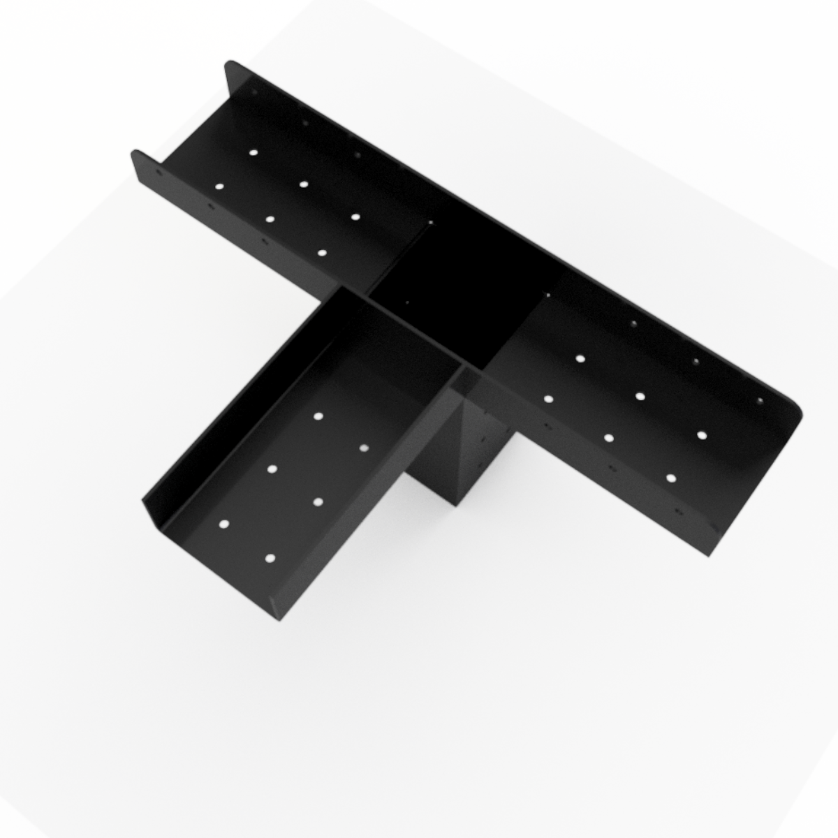 Black metal bracket on a white background