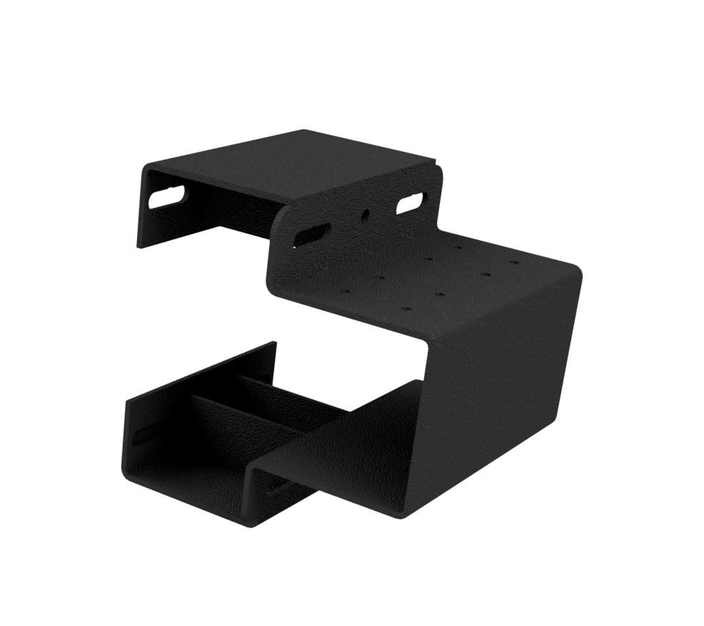 Black metal bracket on a white background