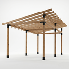 Wooden pergola structure on a white background