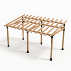 Wooden pergola structure on a white background
