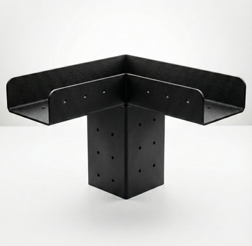 Black metal bracket on a white background