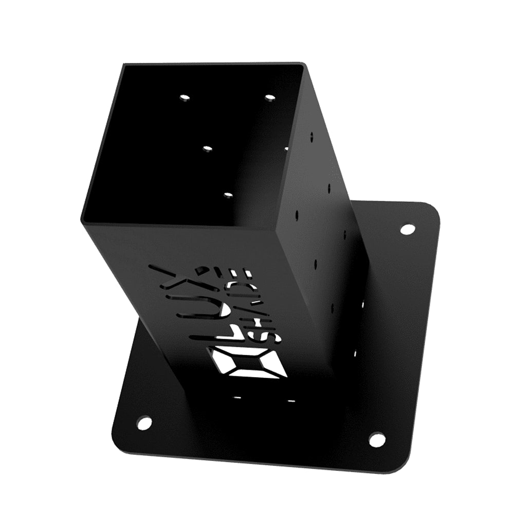 Black metal bracket with 'Exalt' branding on a white background