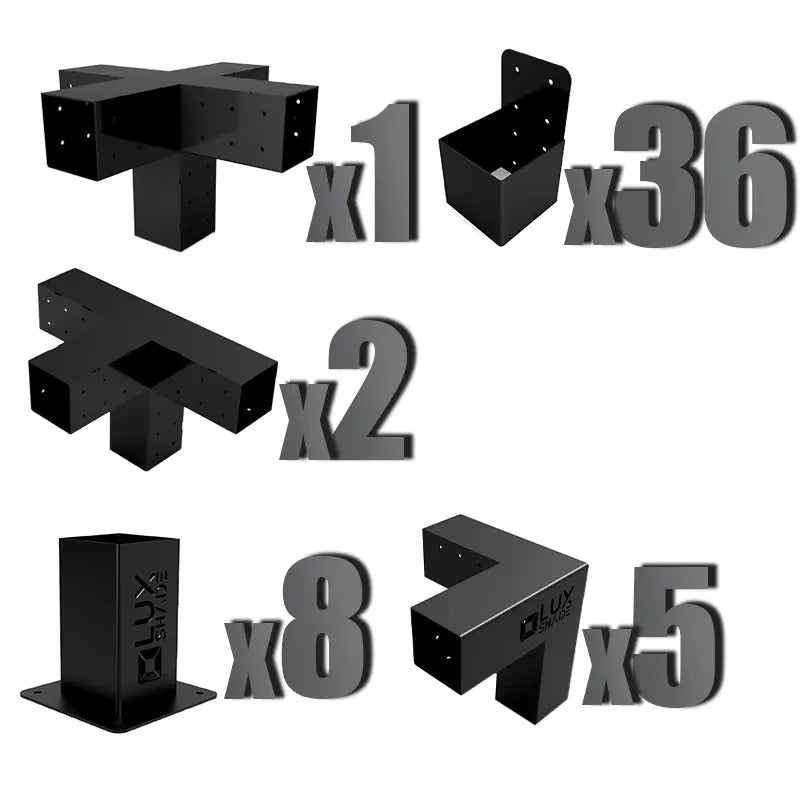 Тройна Модулна Г- образна Пергола LuxShade със напречни греди  - 560cм x 560см x 250см