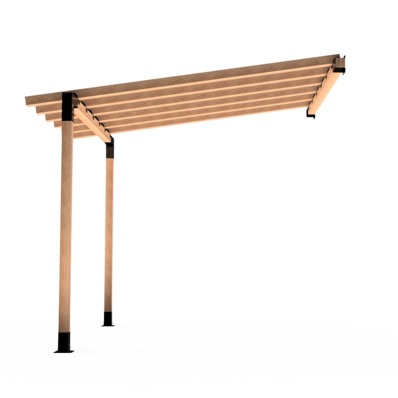 Wooden pergola structure on a white background